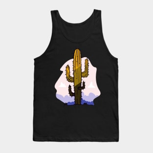 Cute Cactus in Desert Illustration Artwork Tank Top